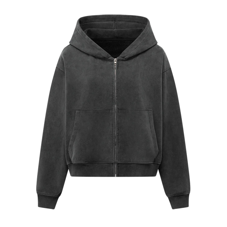 Vairumtirdzniecība OEM Acid Light Wash Lielizmēra Smags Zip Up Hoodie Kornit DTG Drukāt