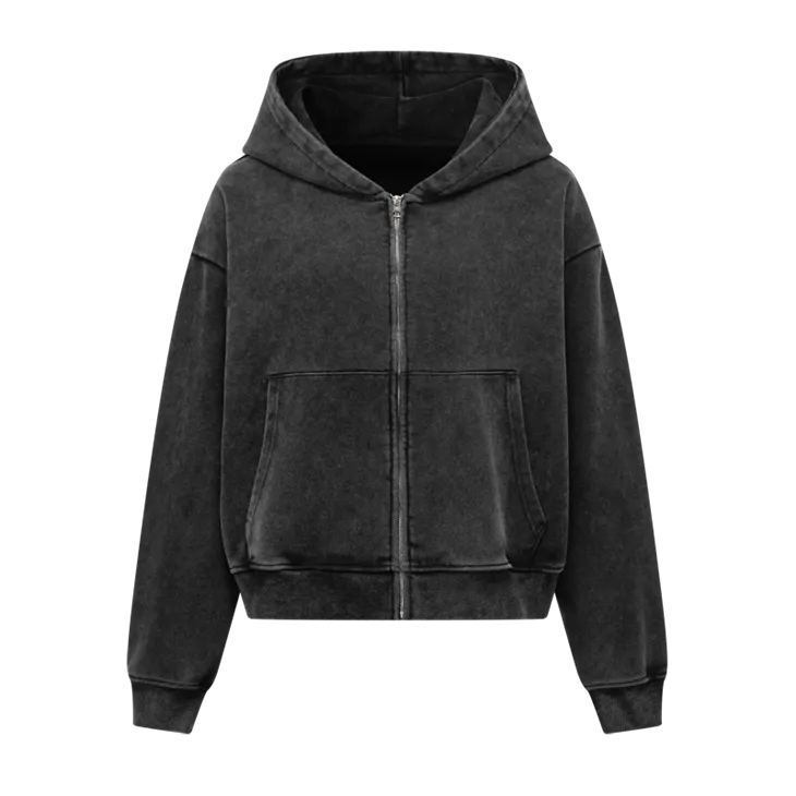Vairumtirdzniecība OEM Acid Medium Wash Lielizmēra Smags Zip Up Hoodie Kornit DTG Drukāt