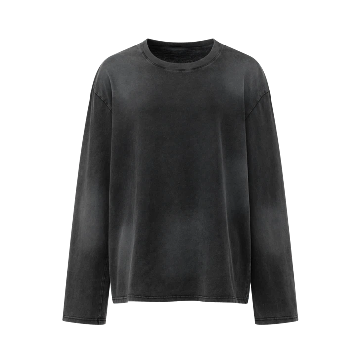 Vairumtirdzniecība OEM Acid Wash Heavyweight T krekls ar garām piedurknēm Kornit DTG Drukāt
